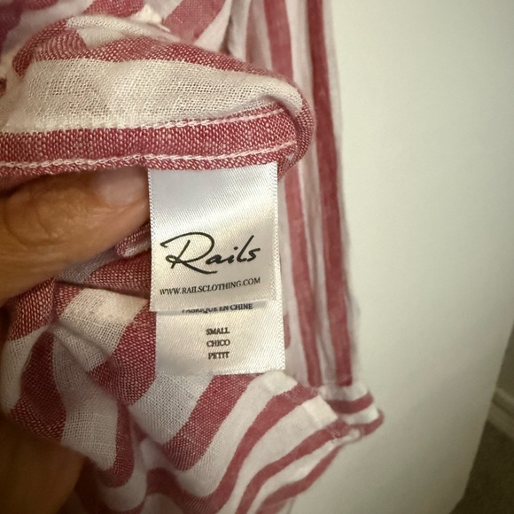 Rails Charlie Carmine Strip Linen Button-Up - Picture 5 of 6